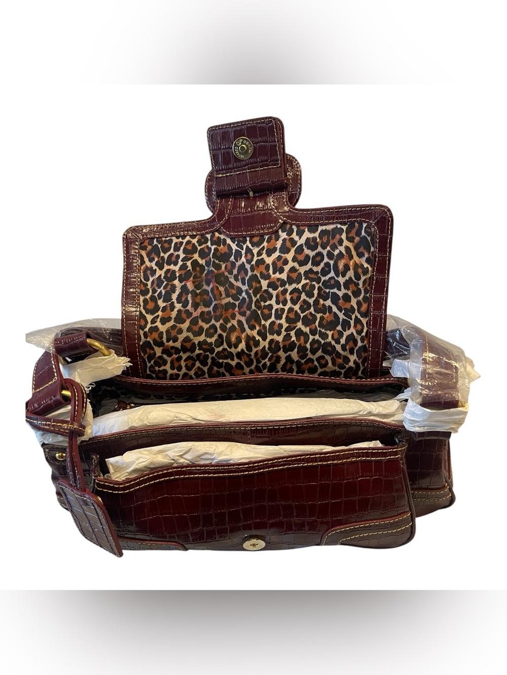 NWT Maxx New York Croc Embossed Shoulder Bag - Y2K Burgundy Buckle Purse - Picture 7 of 7